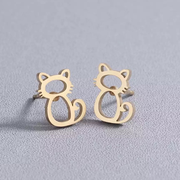 GOLD MATILDE The Cat ♡ Stainless Steel Earrings with Gift Bag - Picture 2 of 6
